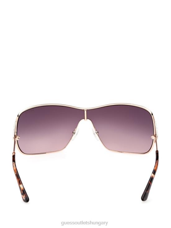 GUESS White/Gold 8ZX4F3674 Quattro G Logo Metal Shield Sunglasses