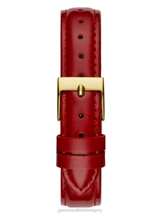 GUESS Gold 8ZX4F3634 Crystal and Red Leather Analog Watch