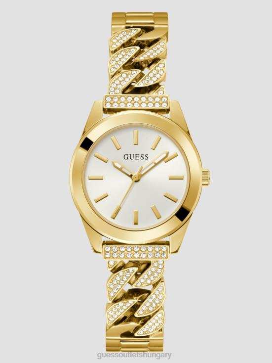 GUESS Gold 8ZX4F3638 Crystal Curb Chain Analog Watch