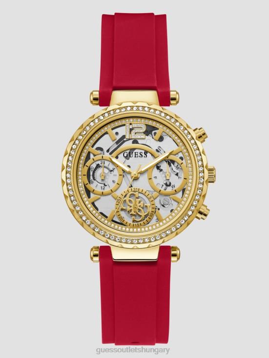 GUESS Gold 8ZX4F3648 Red Silicone Multifunction Watch