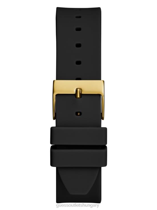 GUESS Gold-Tone and Black 8ZX4F3561 Silicone Analog Watch