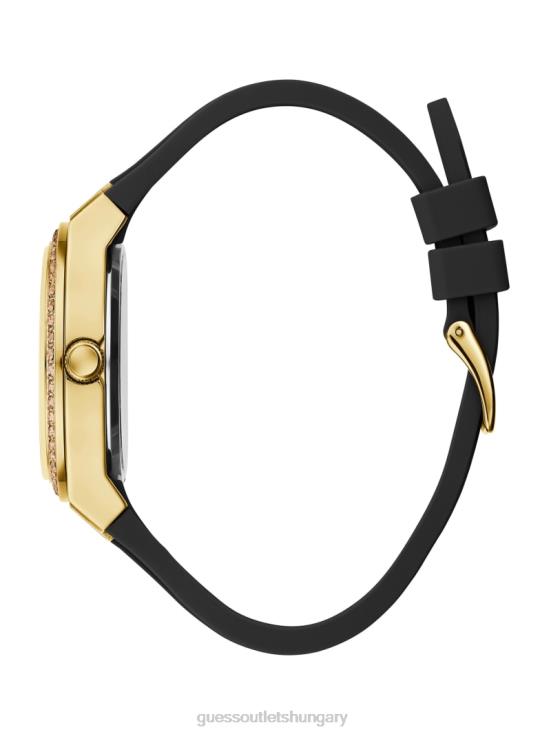 GUESS Gold-Tone and Black 8ZX4F3600 Clear Silicone Analog Watch