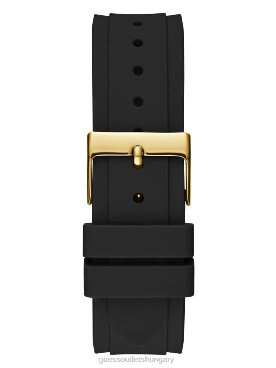 GUESS Gold-Tone and Black 8ZX4F3600 Clear Silicone Analog Watch