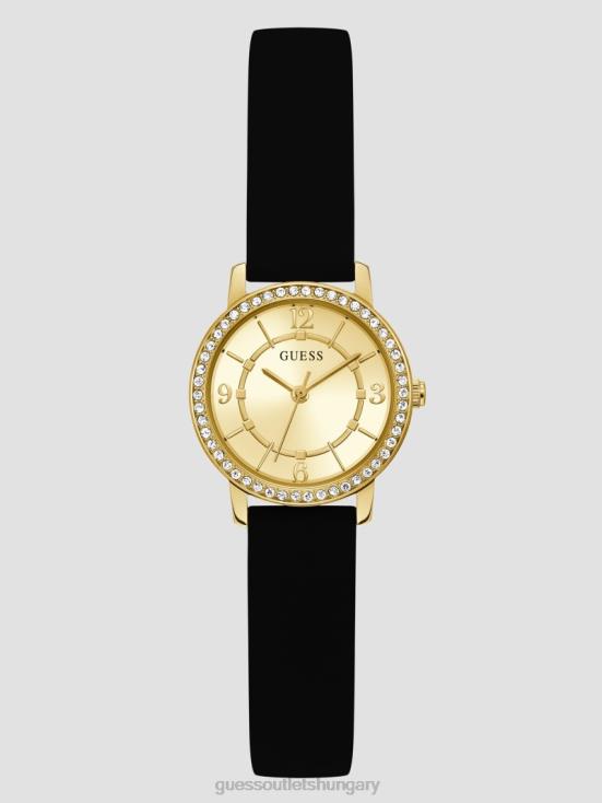 GUESS Gold-Tone and Black 8ZX4F3609 Silicone Analog Watch