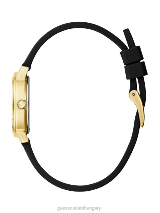 GUESS Gold-Tone and Black 8ZX4F3609 Silicone Analog Watch