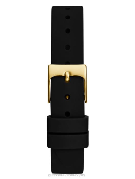 GUESS Gold-Tone and Black 8ZX4F3609 Silicone Analog Watch