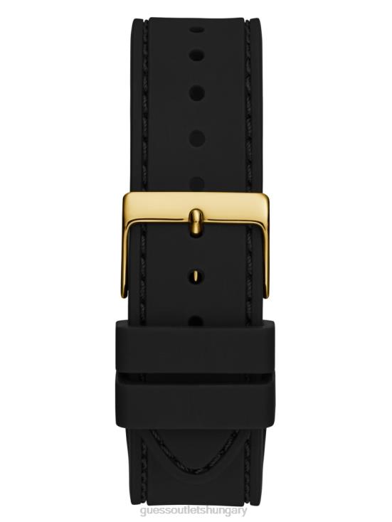 GUESS Gold-Tone and Black 8ZX4F3637 Crystal Silicone Multifunction Watch