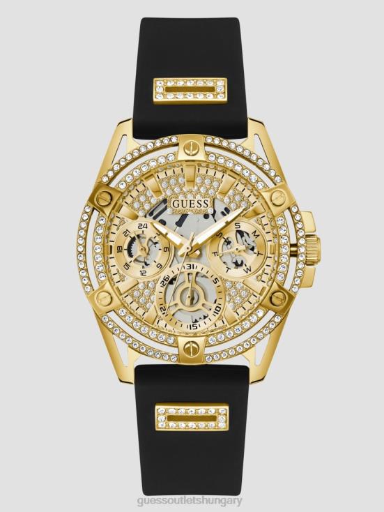 GUESS Gold-Tone and Black 8ZX4F3641 Silicone Multifunction Watch