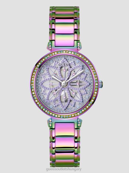 GUESS Purple 8ZX4F3554 Iridescent Floral Cut-Through Analog Watch