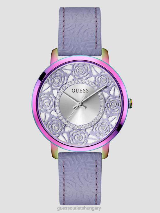 GUESS Purple 8ZX4F3568 Iridescent Floral Cutout Analog Watch
