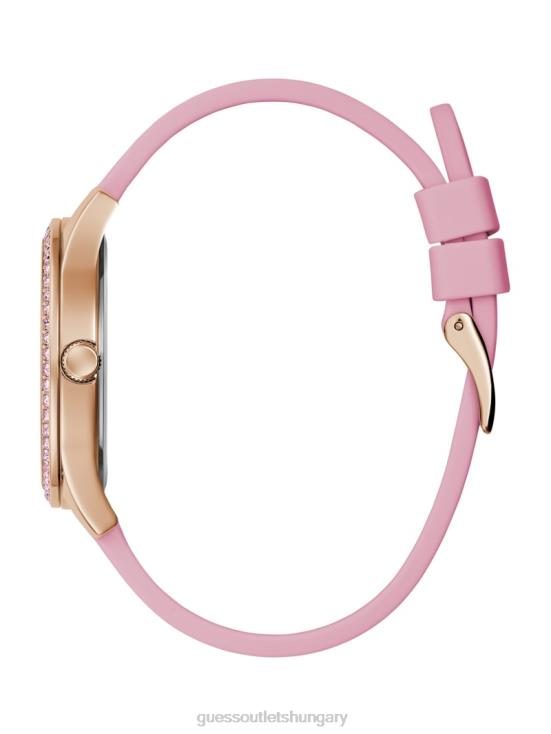 GUESS Rose Gold 8ZX4F3636 Glitter See-Through Logo Silicone Analog Watch