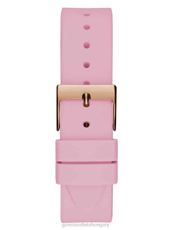 GUESS Rose Gold 8ZX4F3636 Glitter See-Through Logo Silicone Analog Watch