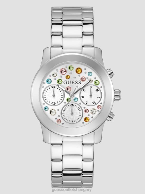 GUESS Silver 8ZX4F3549 Colored Crystal Multifunction Watch