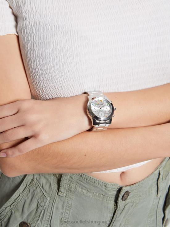 GUESS Silver 8ZX4F3549 Colored Crystal Multifunction Watch