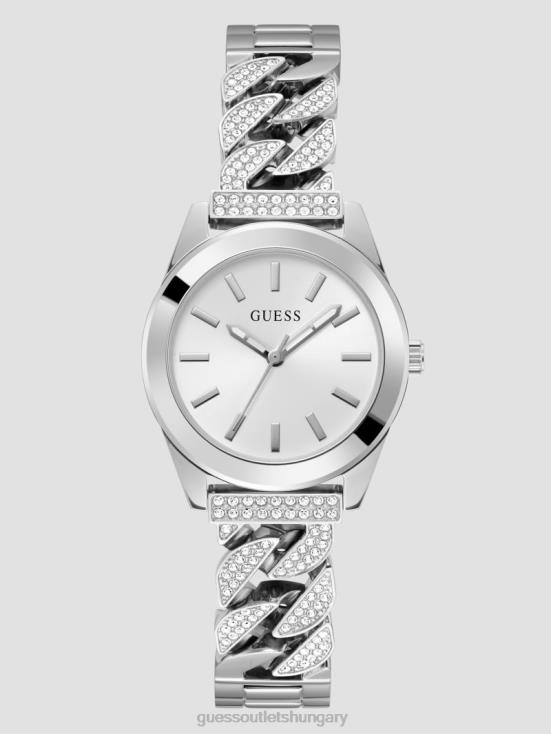 GUESS Silver 8ZX4F3577 Crystal Curb Chain Analog Watch