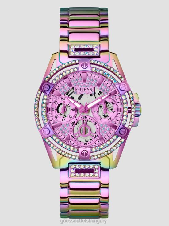 GUESS Wine 8ZX4F3547 Iridescent Rhinestone Cut-Through Watch