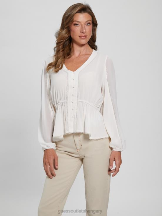 GUESS Cream White 8ZX4F1646 Eco Hera Top