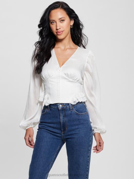 GUESS Dove White 8ZX4F1160 Eco Hamiri Corset Top