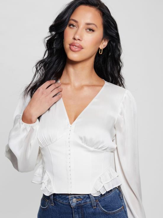 GUESS Dove White 8ZX4F1160 Eco Hamiri Corset Top