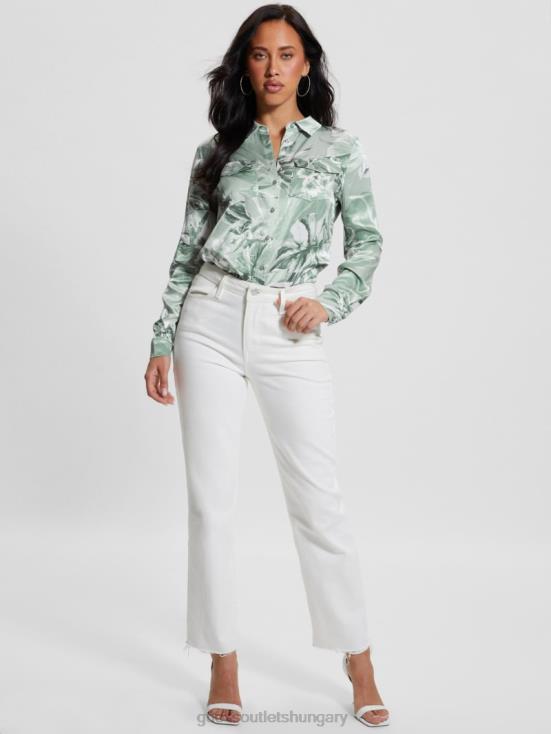 GUESS Dusty Fern Jungle Print 8ZX4F930 Eco Linda Satin Shirt