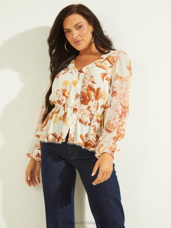 GUESS Forest Floral Print White 8ZX4F1673 Eco Hera Top