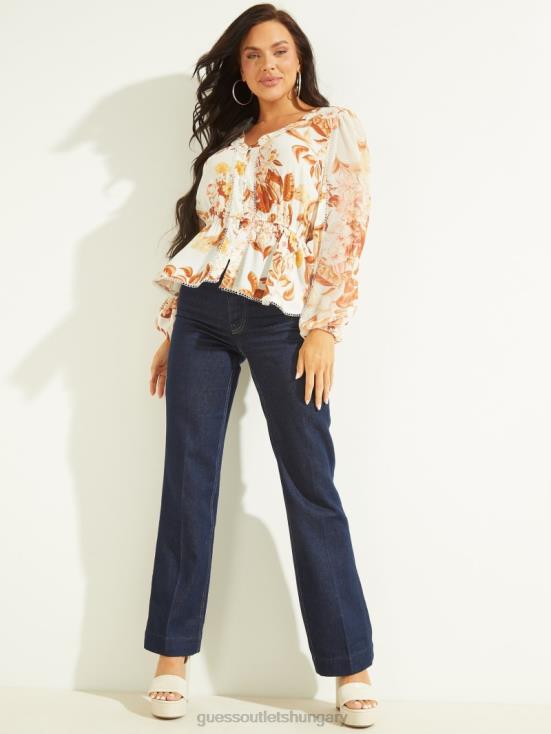 GUESS Forest Floral Print White 8ZX4F1673 Eco Hera Top