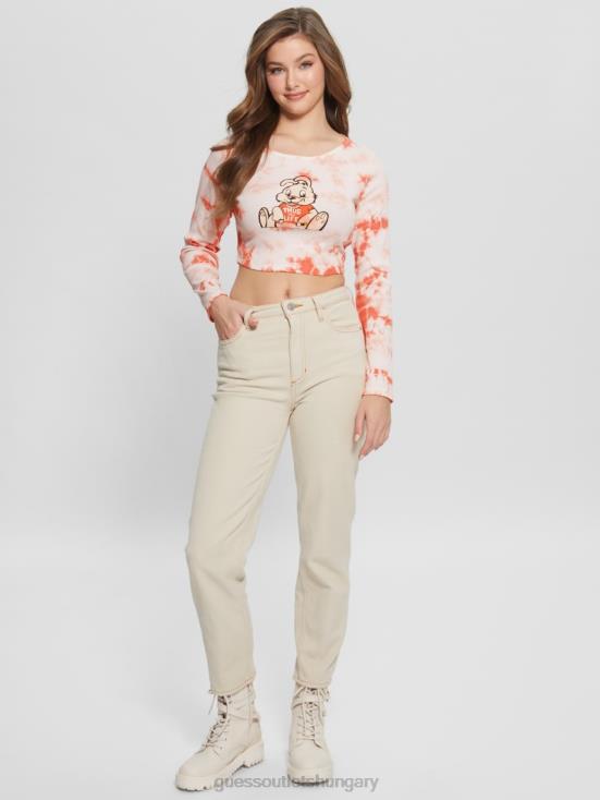 GUESS Hello Peach Multi 8ZX4F1040 Bunny Graphic Tie-Dye Top