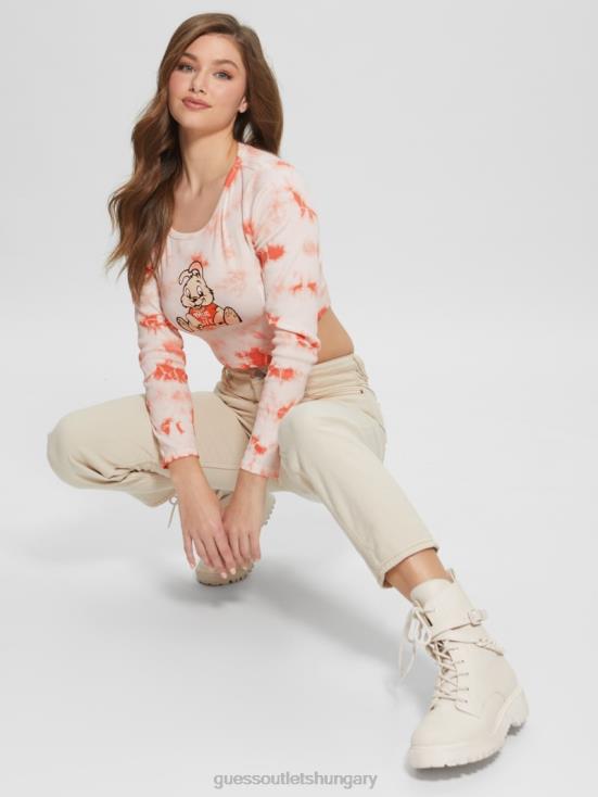 GUESS Hello Peach Multi 8ZX4F1040 Bunny Graphic Tie-Dye Top