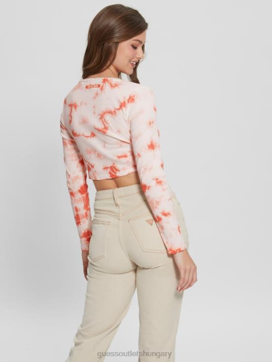 GUESS Hello Peach Multi 8ZX4F1040 Bunny Graphic Tie-Dye Top