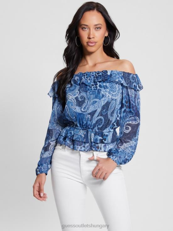 GUESS Nordic Sea Kashmir 8ZX4F1075 Eco Off-the-Shoulder Lucy Top