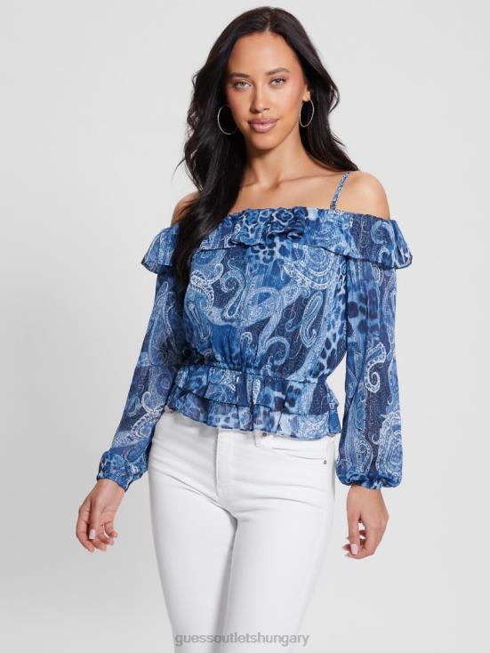 GUESS Nordic Sea Kashmir 8ZX4F1075 Eco Off-the-Shoulder Lucy Top