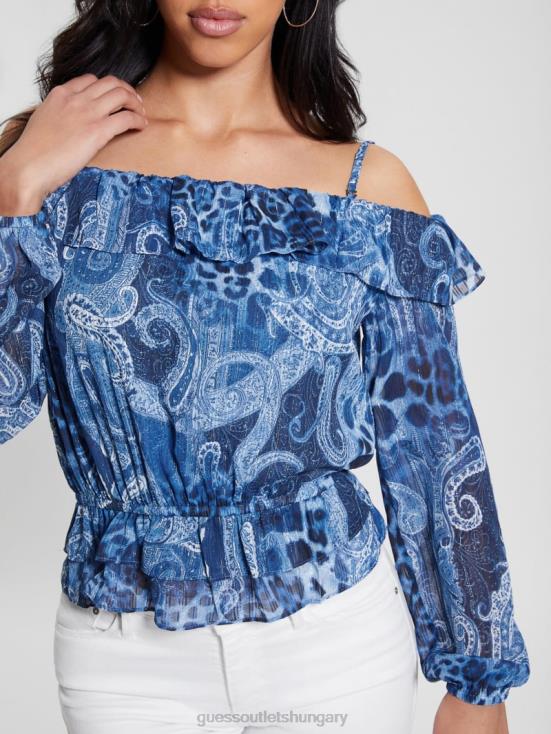 GUESS Nordic Sea Kashmir 8ZX4F1075 Eco Off-the-Shoulder Lucy Top