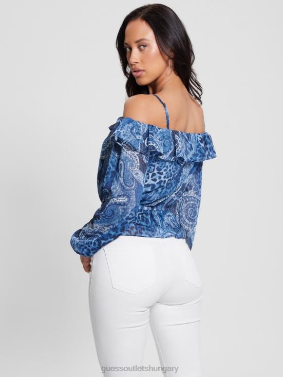 GUESS Nordic Sea Kashmir 8ZX4F1075 Eco Off-the-Shoulder Lucy Top