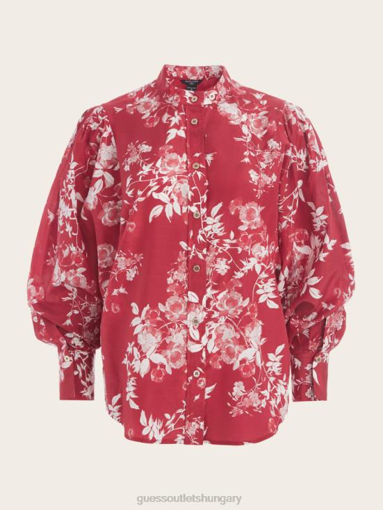 GUESS Petal Pose Dark Jam Red 8ZX4F1628 Petal Pose Yvonne Blouse