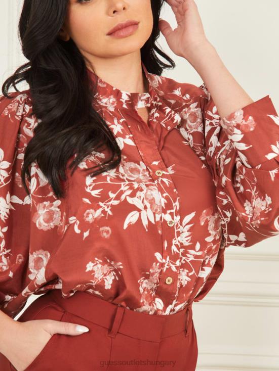 GUESS Petal Pose Dark Jam Red 8ZX4F1628 Petal Pose Yvonne Blouse