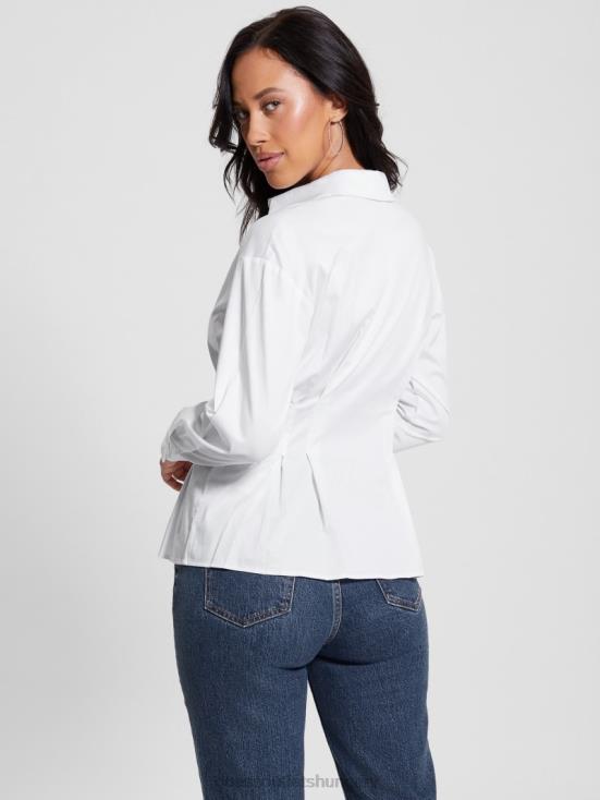GUESS Pure White 8ZX4F1000 Agata Corset Long-Sleeve Shirt