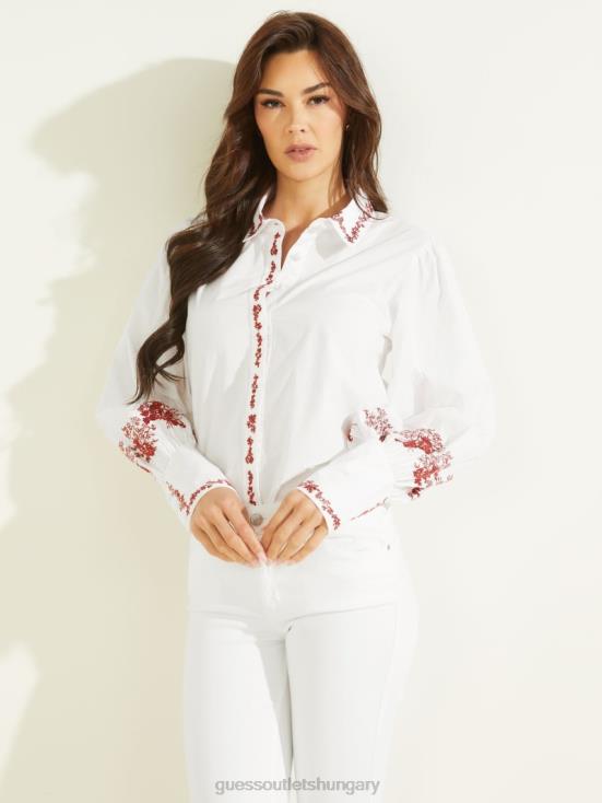 GUESS Pure White 8ZX4F1430 Ravin Embroidered Shirt