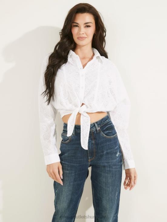 GUESS Pure White 8ZX4F1484 Tina Eyelet Shirt