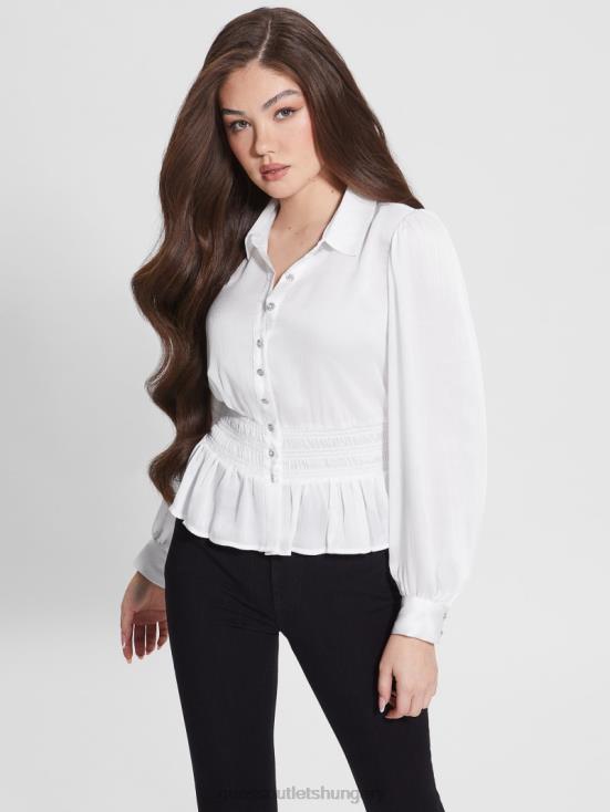 GUESS Pure White 8ZX4F1526 Eco Mandi Crystal Button Shirt