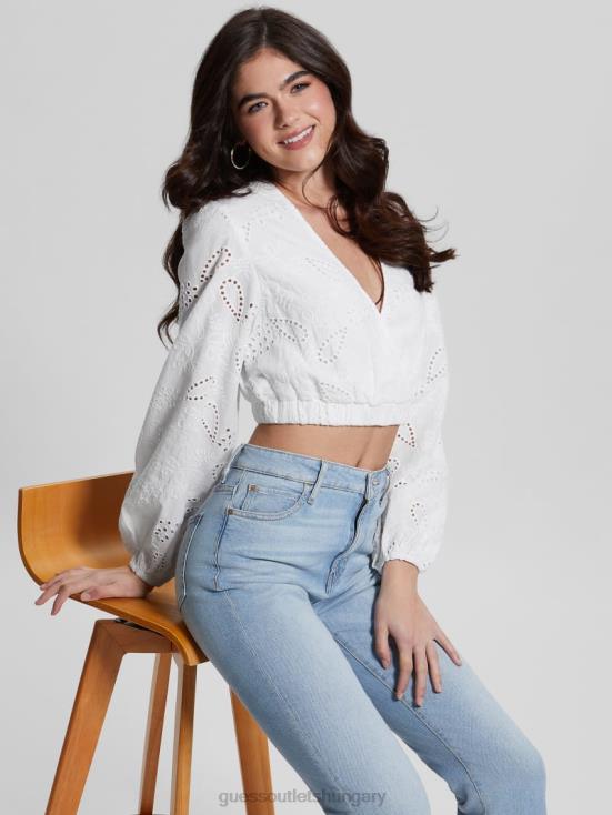 GUESS Pure White 8ZX4F988 Stella Eyelet Top