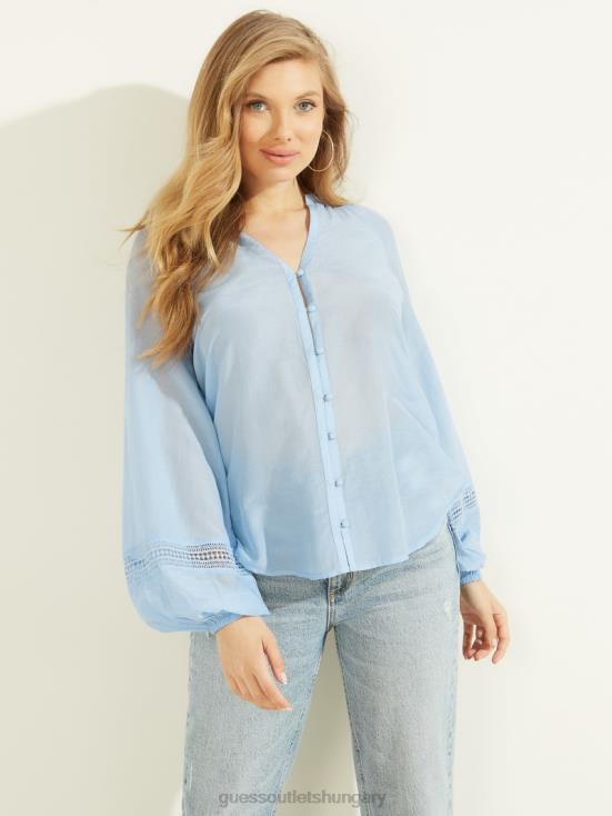 GUESS Shelter Blue Multi 8ZX4F1559 Ryan Voile Top