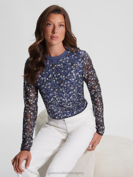 GUESS Small Sequins Flower 8ZX4F1530 Elisa Floral Sequin Top