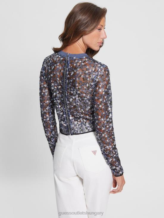 GUESS Small Sequins Flower 8ZX4F1530 Elisa Floral Sequin Top