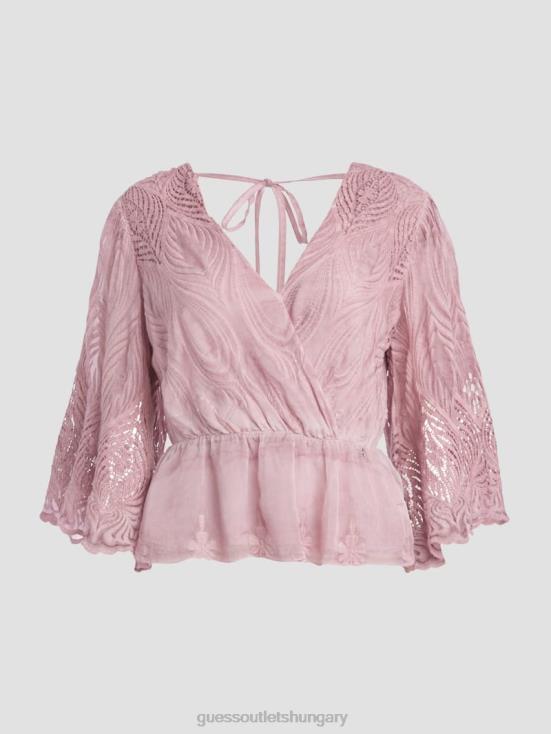 GUESS Vintage Blush Multi 8ZX4F1481 Pam Embroidered Top