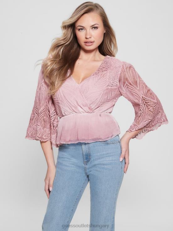 GUESS Vintage Blush Multi 8ZX4F1481 Pam Embroidered Top