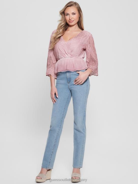 GUESS Vintage Blush Multi 8ZX4F1481 Pam Embroidered Top