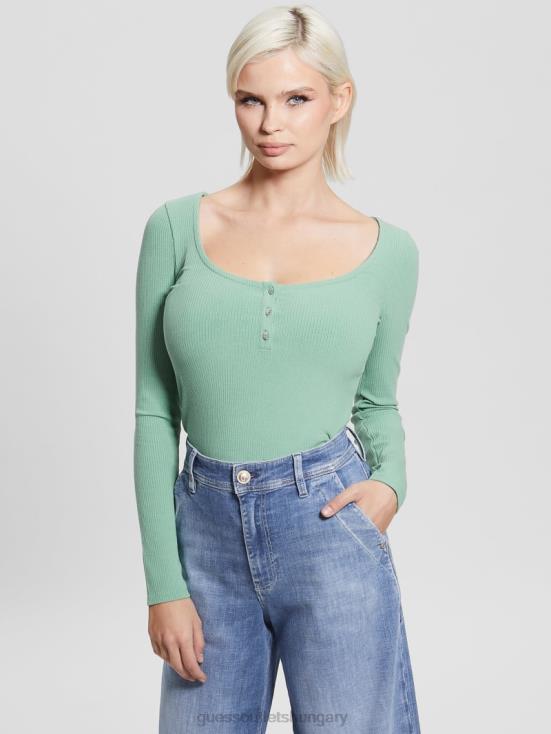 GUESS Vital Green 8ZX4F1640 Eco Karlee Long-Sleeve Henley