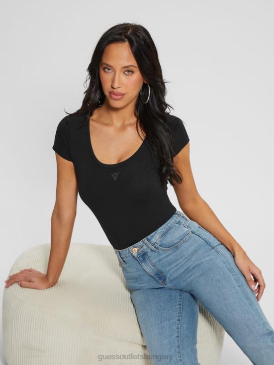 GUESS Black 8ZX4F1078 Eco Triangle Scoop Bodysuit