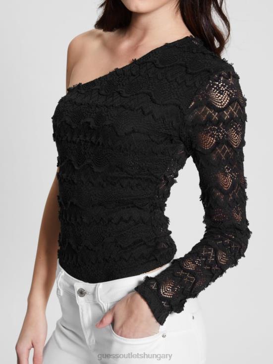 GUESS Black 8ZX4F1523 Liza One-Shoulder Lace Bodysuit