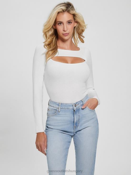 GUESS Dove White 8ZX4F1413 Eco Liv Cutout Bodysuit
